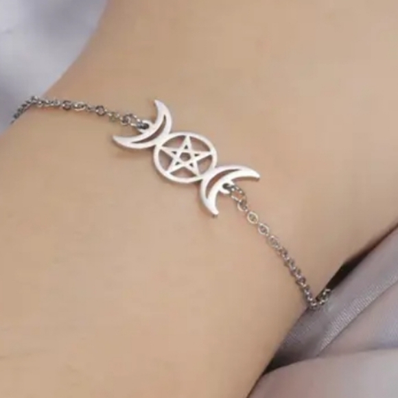 unknown Jewelry - Stainless Steel Triple Moon Goddess Bracelet/Anklet